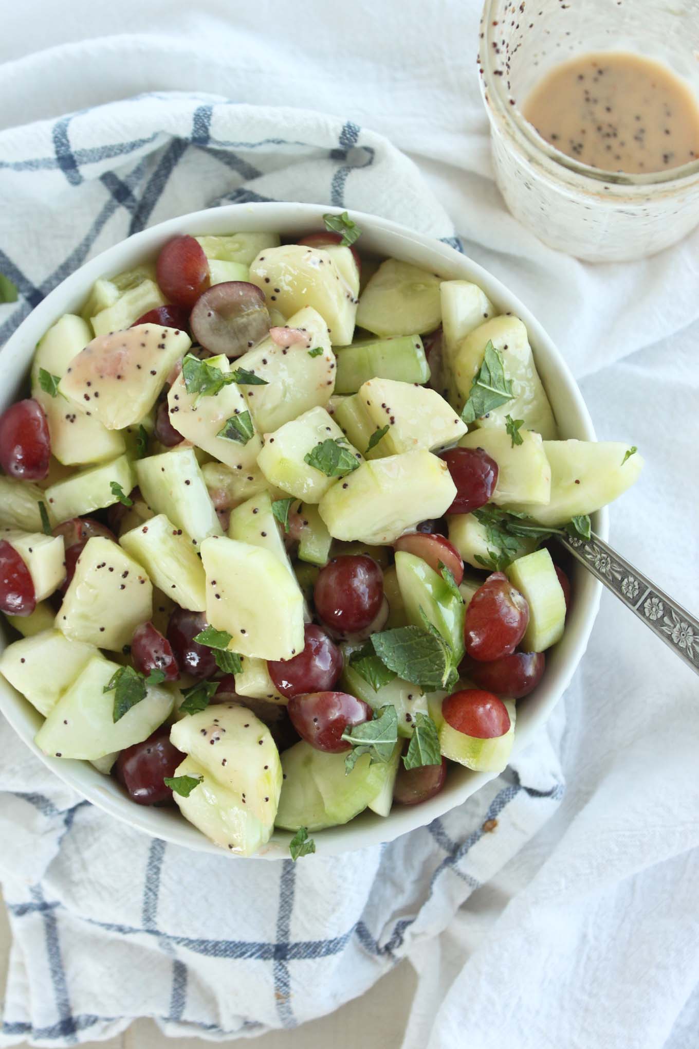 10 minute Cucumber Grape Salad with Poppyseed Dressing | simplerootswellness.com