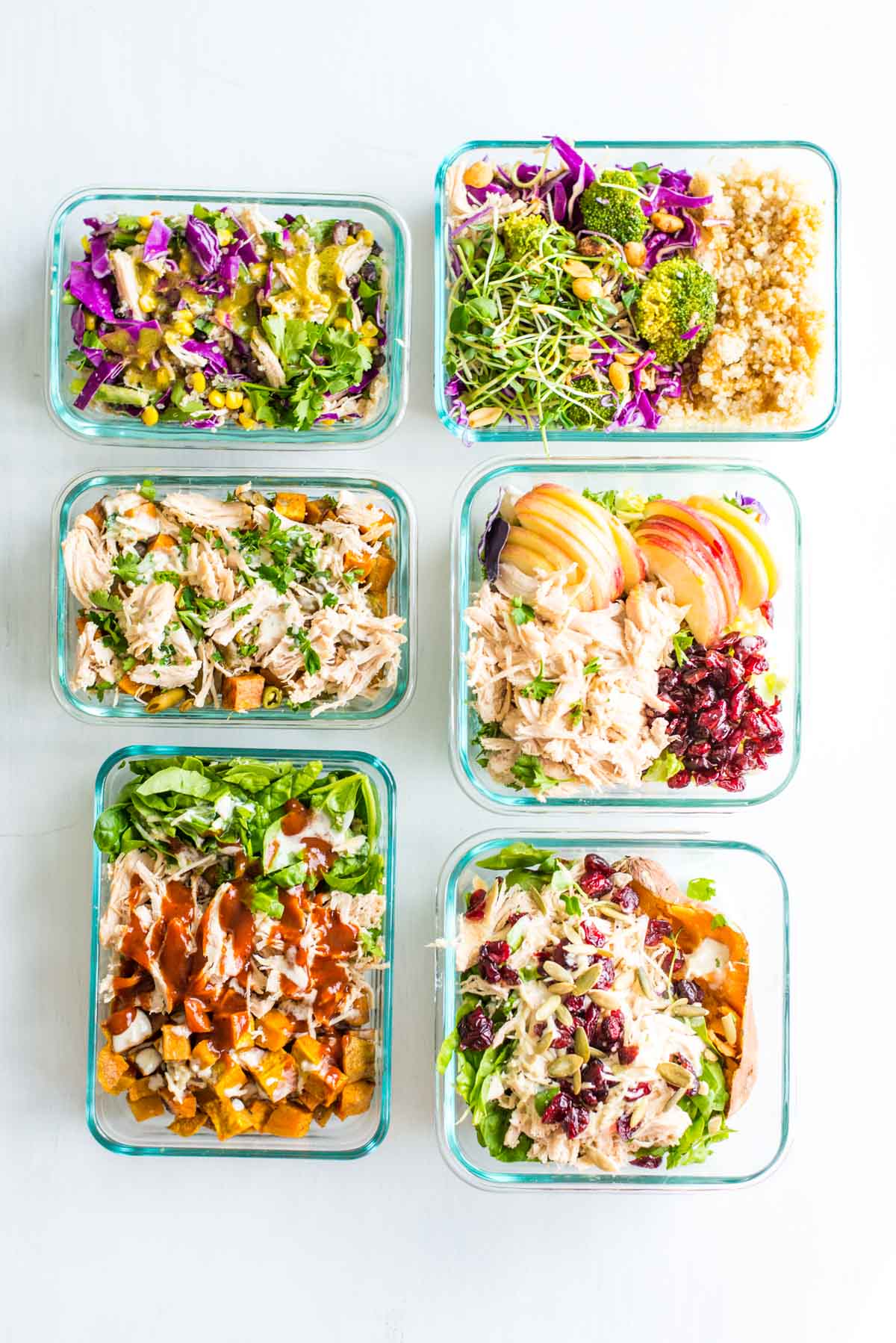 One base turned into six meals. This is how you do shredded chicken six ways. 