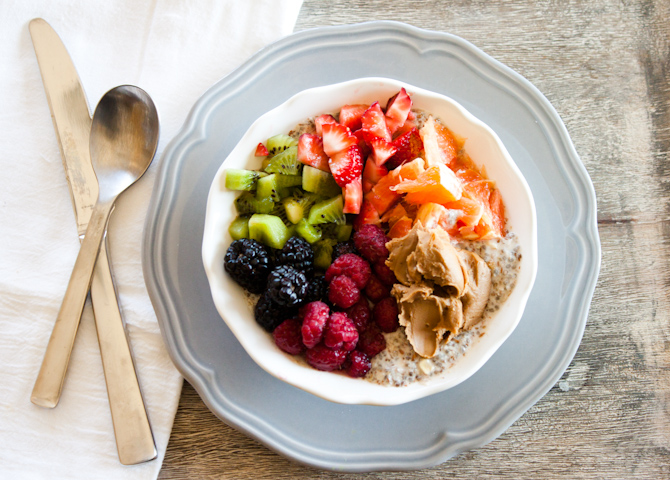 Sweet Breakfast Bowl with Chia Seed Porridge | simplerootswellness.com