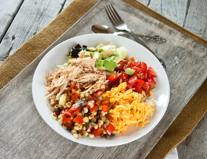 Mexican Chicken Salad with Roasted Pepper Salsa | simplerootswellness.com