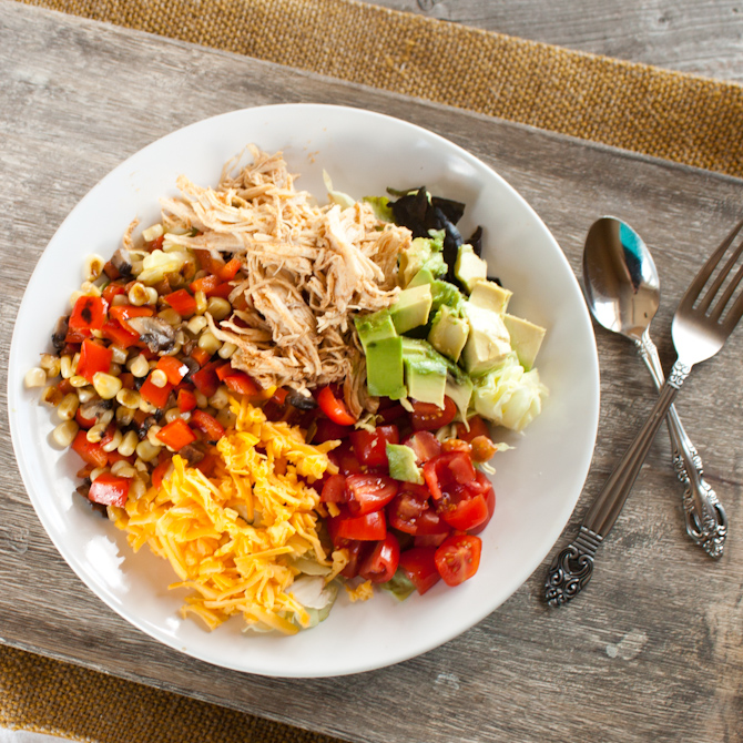 Mexican Chicken Salad with Roasted Pepper Salsa | simplerootswellness.com