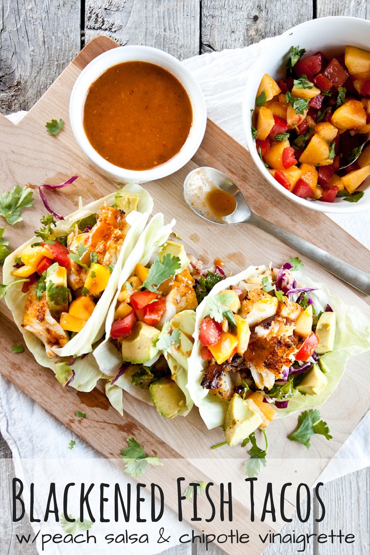 Blackened Fish Tacos with Peach Salsa - Simple Roots