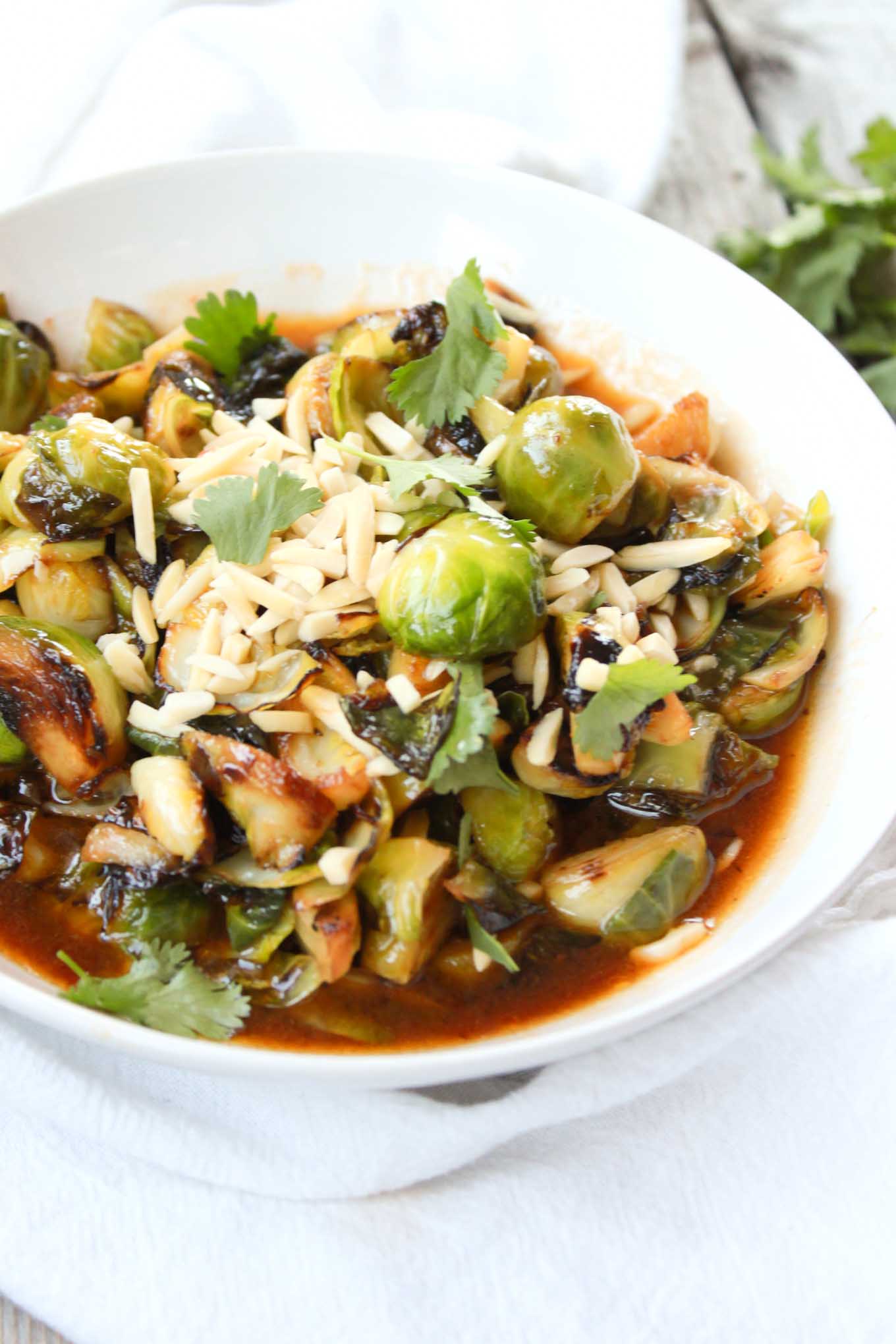Sriracha Fried Brussels Sprouts | simplerootswellness.com