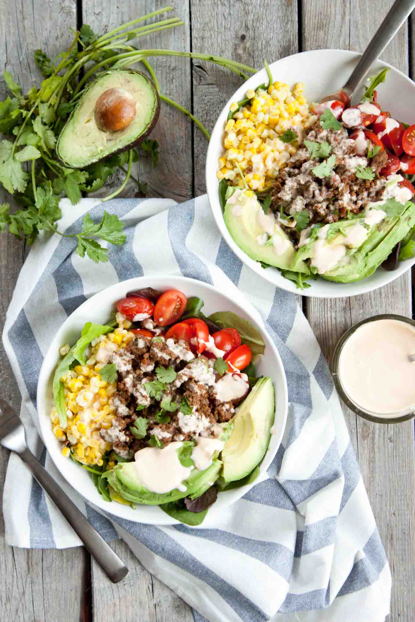 Tex Mex Salad with Sriracha Crema | simplerootswellness.com