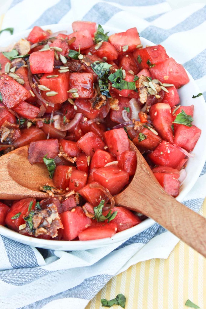 Savory Bacon and Balsamic Watermelon Salad - Simple Roots