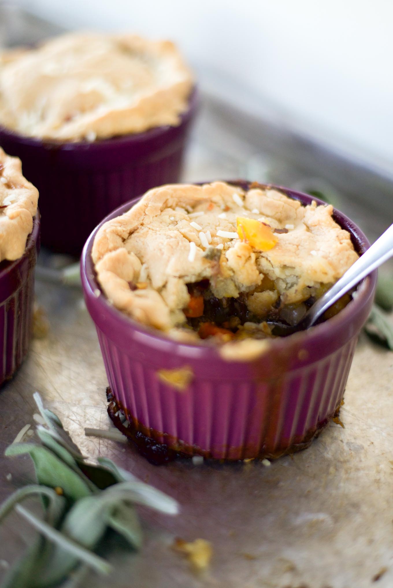 Traditional pot pie with half the calories. 