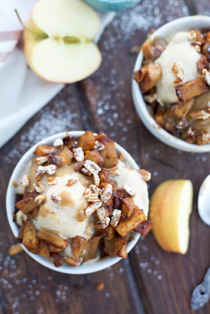 Caramel Apple Cider Ice Cream with Caramelized Apples - Simple Roots