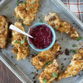 The crispiest, gluten-free baked chicken fingers around. You will be surprised at the secret ingredient in achieving the perfect crisp.