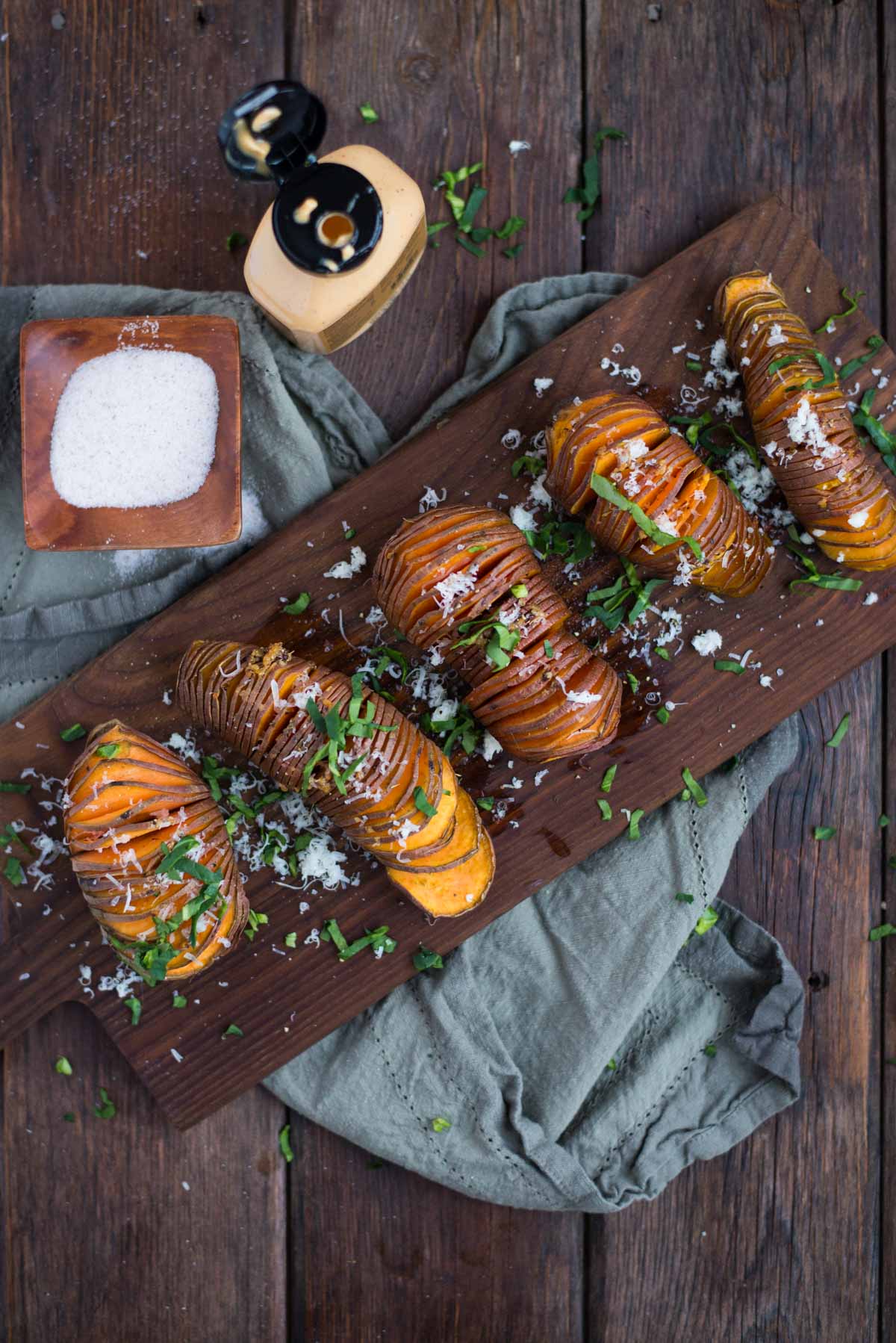Even non-sweet potato eaters will fall in love with this recipe. Between the slightly crisp pieces and the garlicky basil sauce they are sure to fall in love. Get this quick recipe here. 