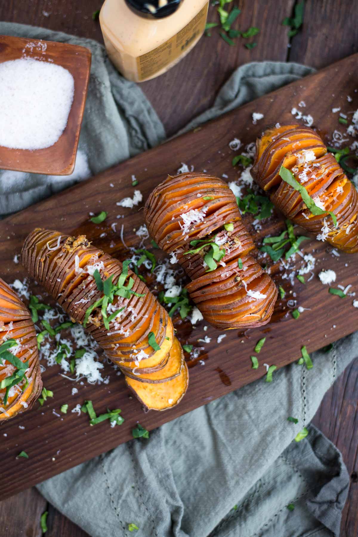 Even non-sweet potato eaters will fall in love with this recipe. Between the slightly crisp pieces and the garlicky basil sauce they are sure to fall in love. Get this quick recipe here. 