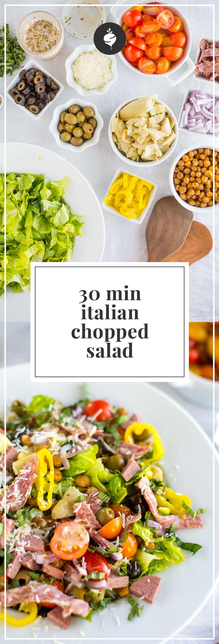 Looking for an easy and clean weeknight dinner? Look no further than this easy, family friendly Italian chopped salad.