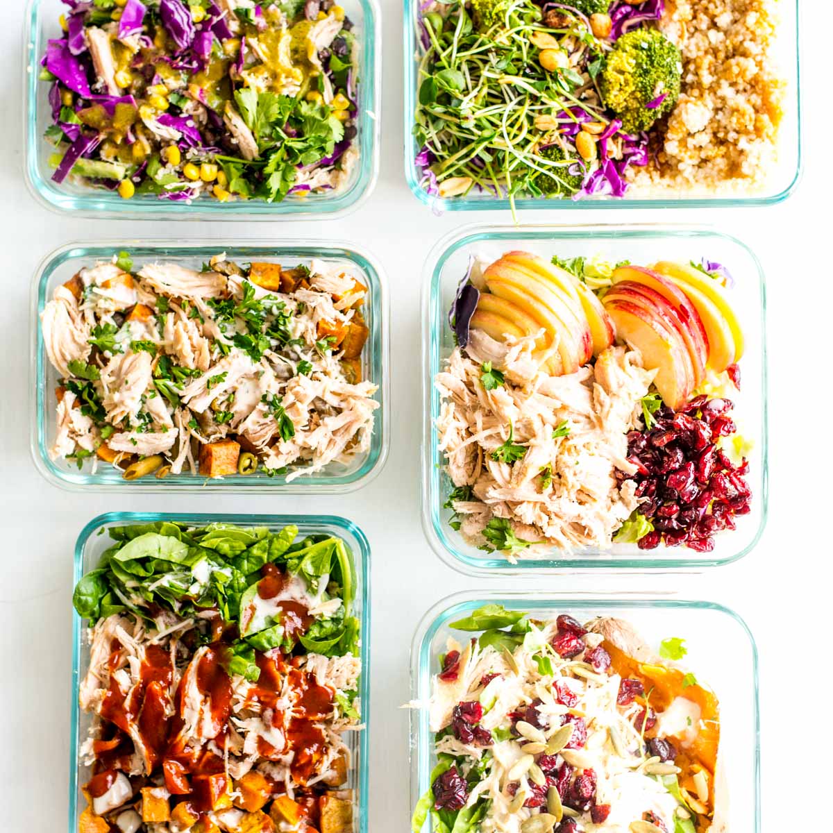 One base turned into six meals. This is how you do shredded chicken six ways. 