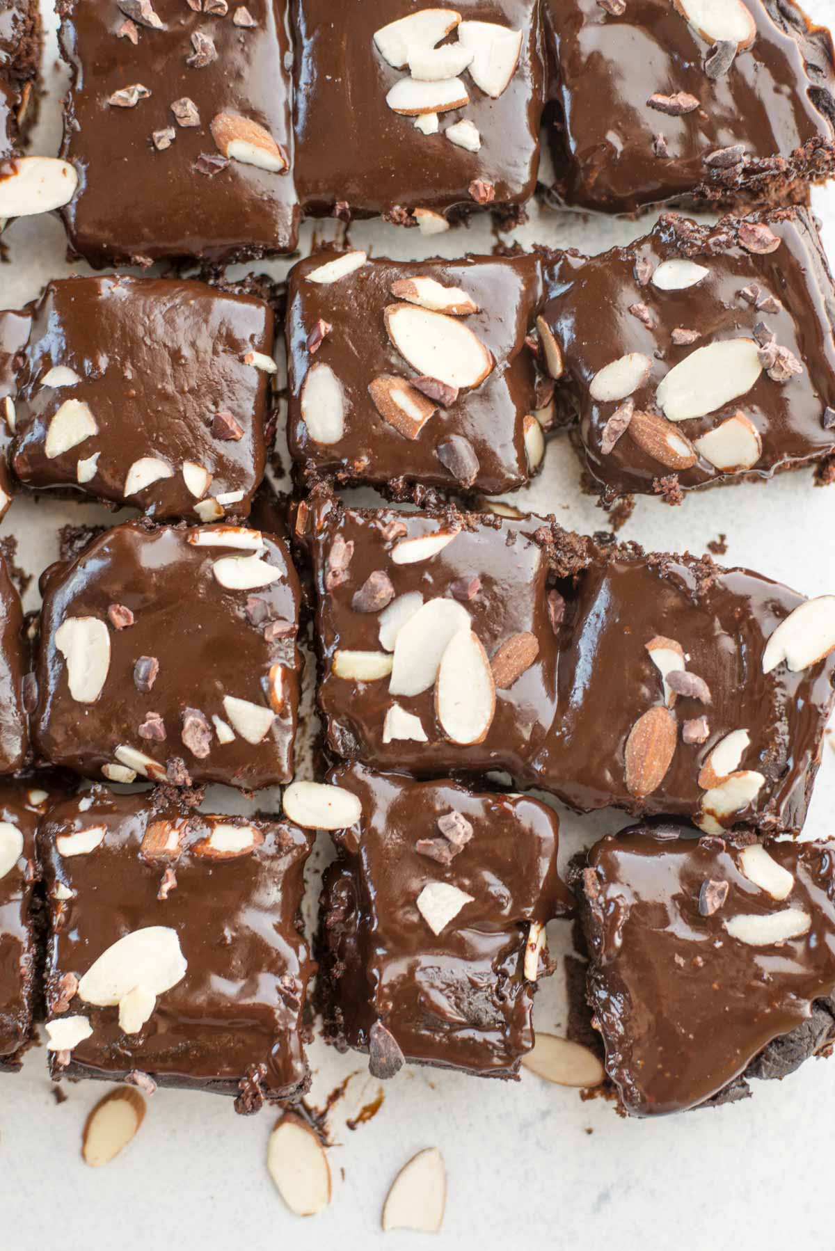 Blender Avocado Brownies with chocolate frosting are flour free and healthy!