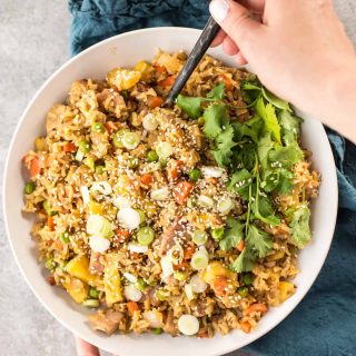This 20 minute easy fried rice combines the natural sweetness of pineapple with the juices of ham to make a delicious take on fried rice.