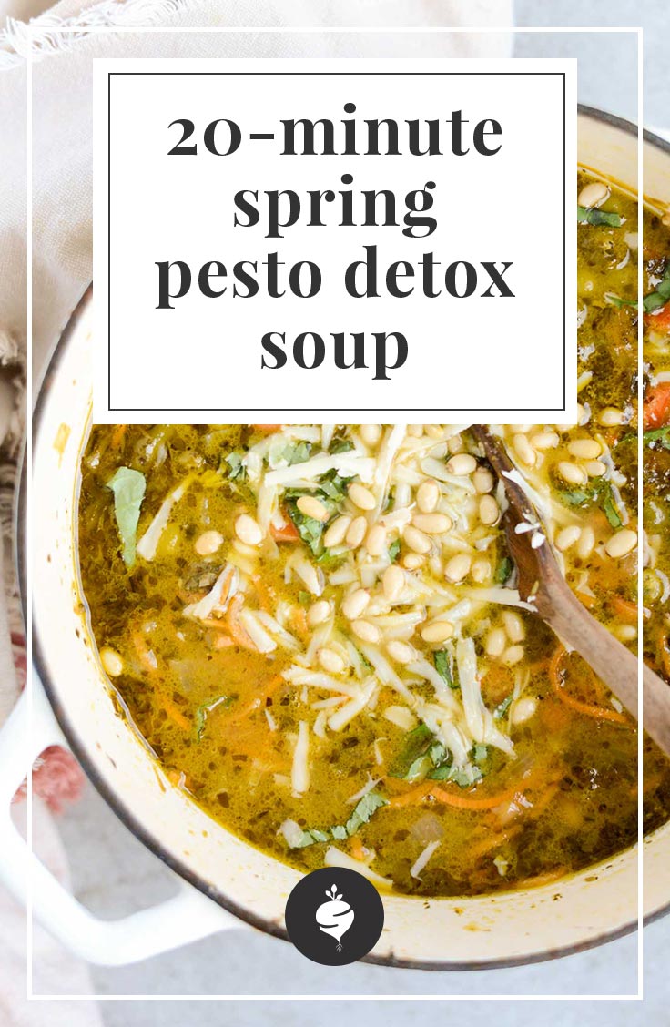 20-minute spring pesto detox soup | simplerootswellness.com #detox #soup #spring #seasonal #healthy #mealplan #easy #family #weightloss #vegan #paleo #keto